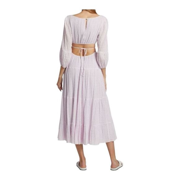 Cinq a Sept Lyle Cutout Lilac Striped Midi Dress Size 4 - Picture 2 of 7